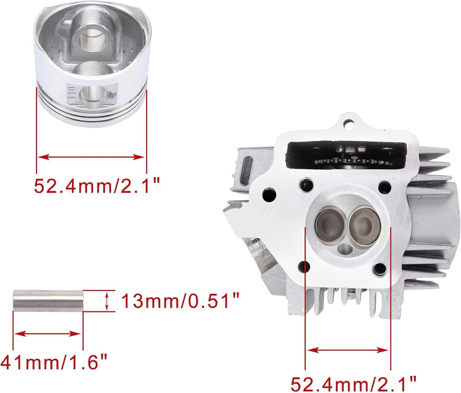 Engine Performance Upgrade: 66mm Valves and Piston Kit for 110cc Dirt Bikes