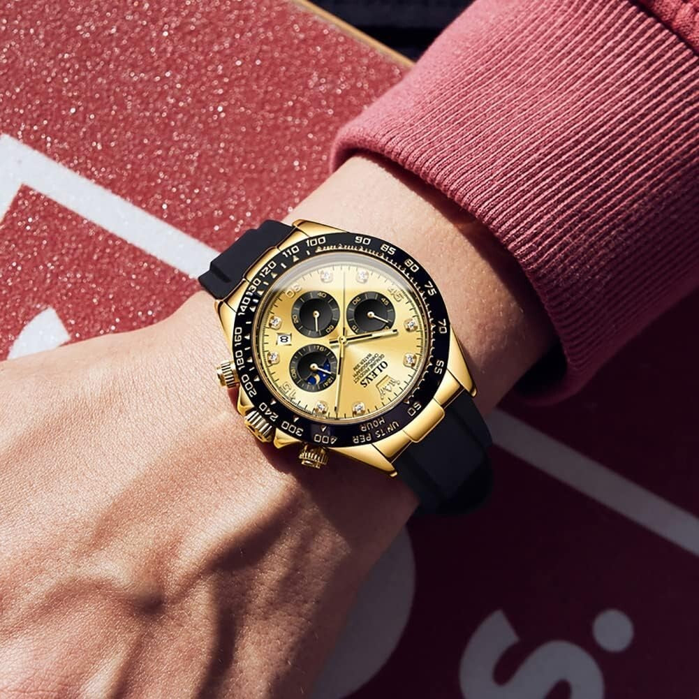 Elegant Business Men's Watch with Diamond Dial & Luminous Waterproof Feature