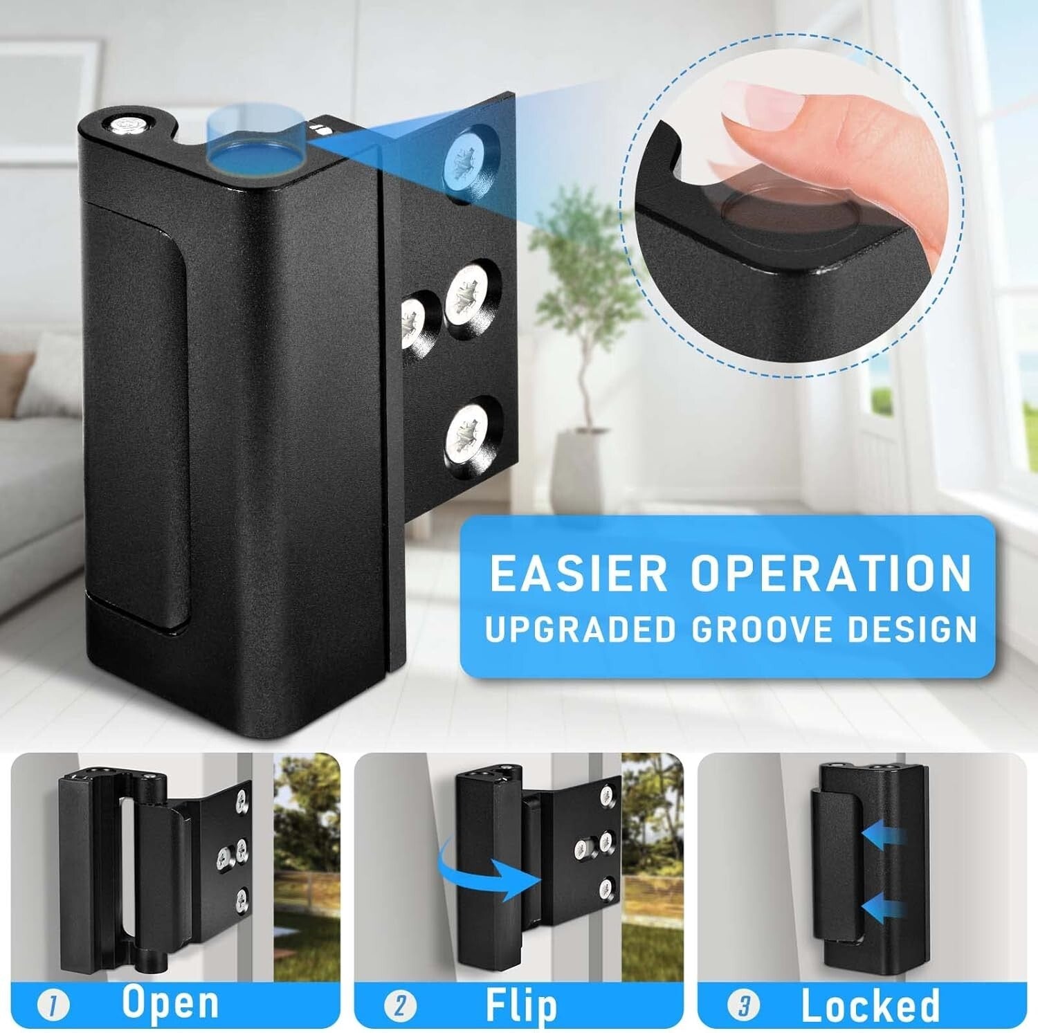 4-Pack Home Security Door Reinforcement Locks - Childproof and Easy to Install