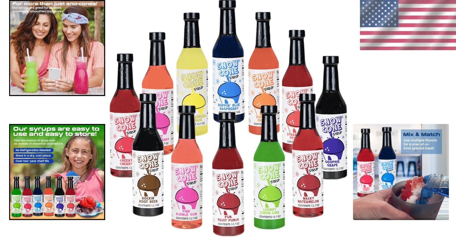 Ultimate 12 Flavor Snow Cone Syrup Pack - Perfect for Summer Parties!