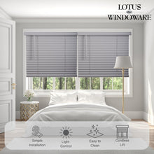 Load image into Gallery viewer, 2" Smooth Light Gray Faux Wood Blinds - Cordless Window Treatment for Any Room