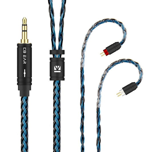 Black-Blue 2M IEM Cable - High Purity Copper-Silver, Perfect for Music Lovers