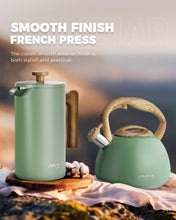 Load image into Gallery viewer, Vintage Green 34 oz French Press with Wood Handle &amp; Double Wall Insulation