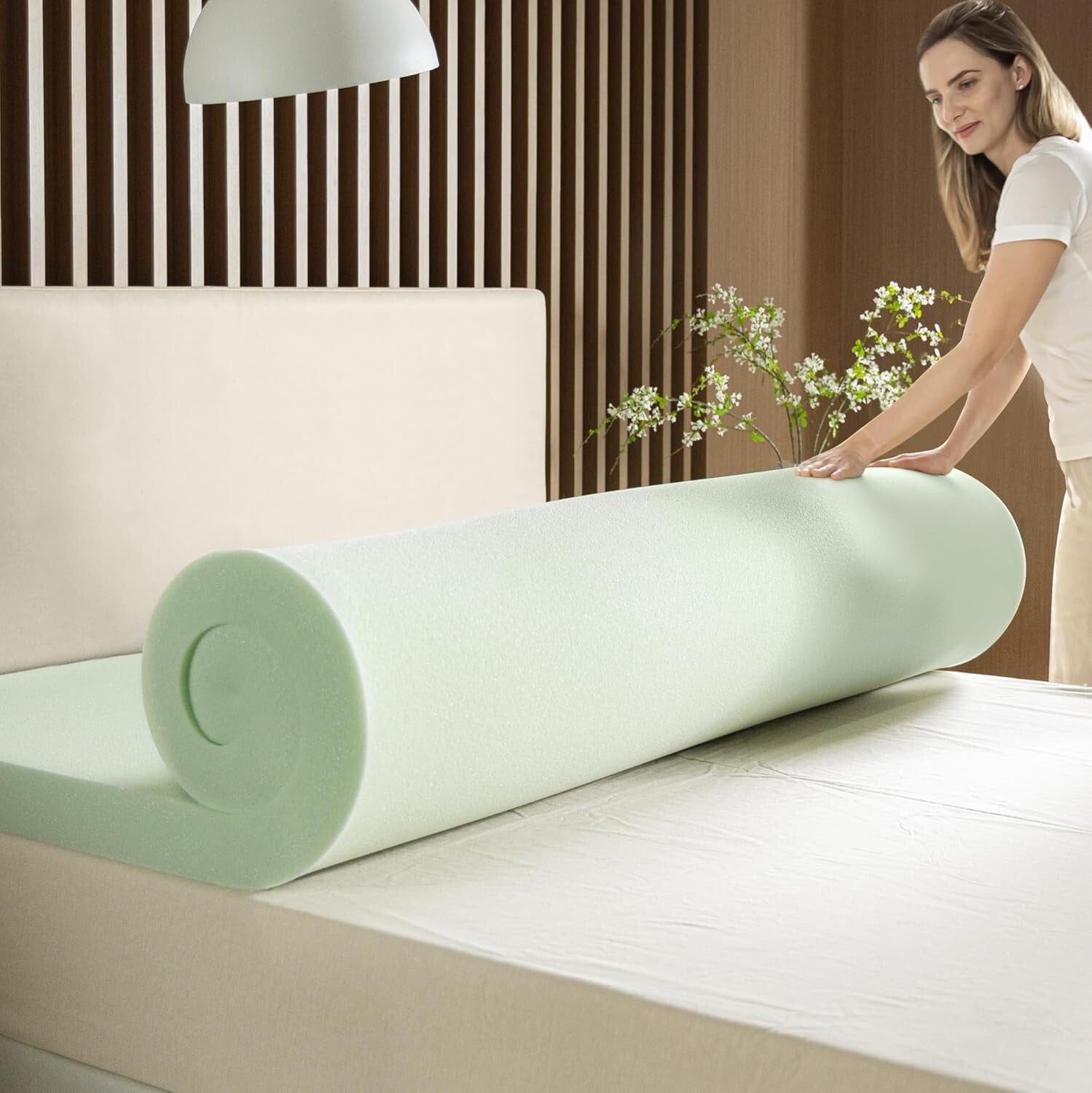 Eco-Friendly King Mattress Topper - Green Tea Infused Comfort for Restful Sleep