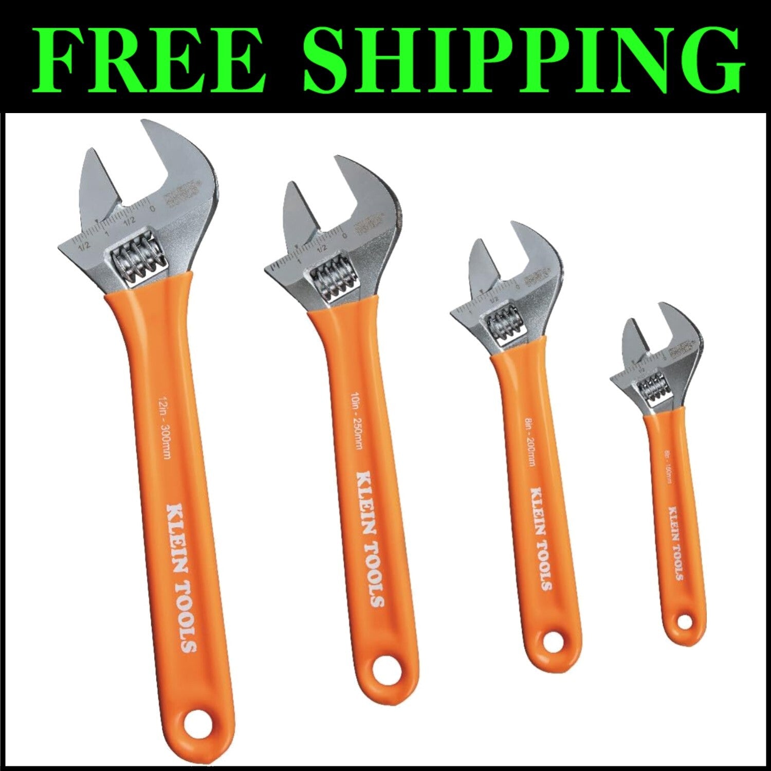 Versatile 4-Piece Adjustable Wrench Kit: 6"," 8", 10", 12" with Comfortable Grip