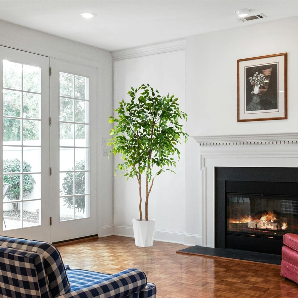 Faux Ficus Tree with Basket: 6ft Indoor & Outdoor Plant for All Seasons