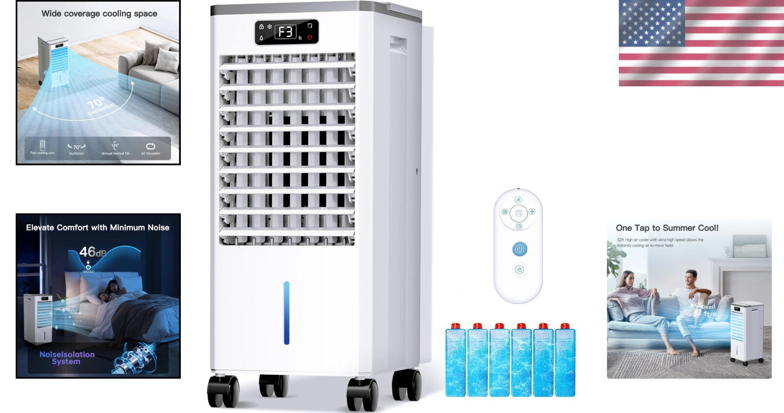 2-Gallon Evaporative Cooler with Auto Mode & Energy Savings for Ultimate Comfort