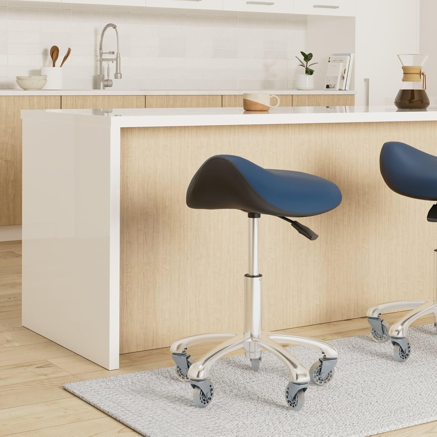 Ergonomic Saddle Stool with Wheels - Height Adjustable & Stylish Black Design