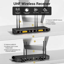 Load image into Gallery viewer, Professional Wireless Microphones System – 4x10 Channels with Metal Body Mics
