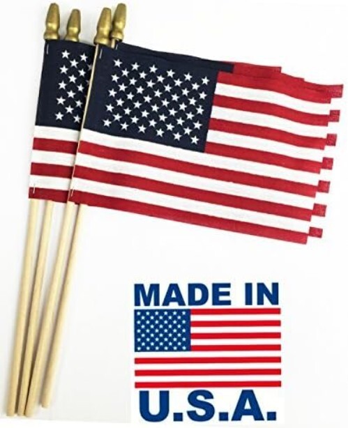 Durable Cotton American Stick Flags - Perfect for Lawn & Garden Decor (24 Pack)