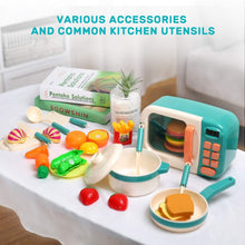 Load image into Gallery viewer, Educational Kids Pretend Kitchen Set with Microwave &amp; Realistic Cooking Fun