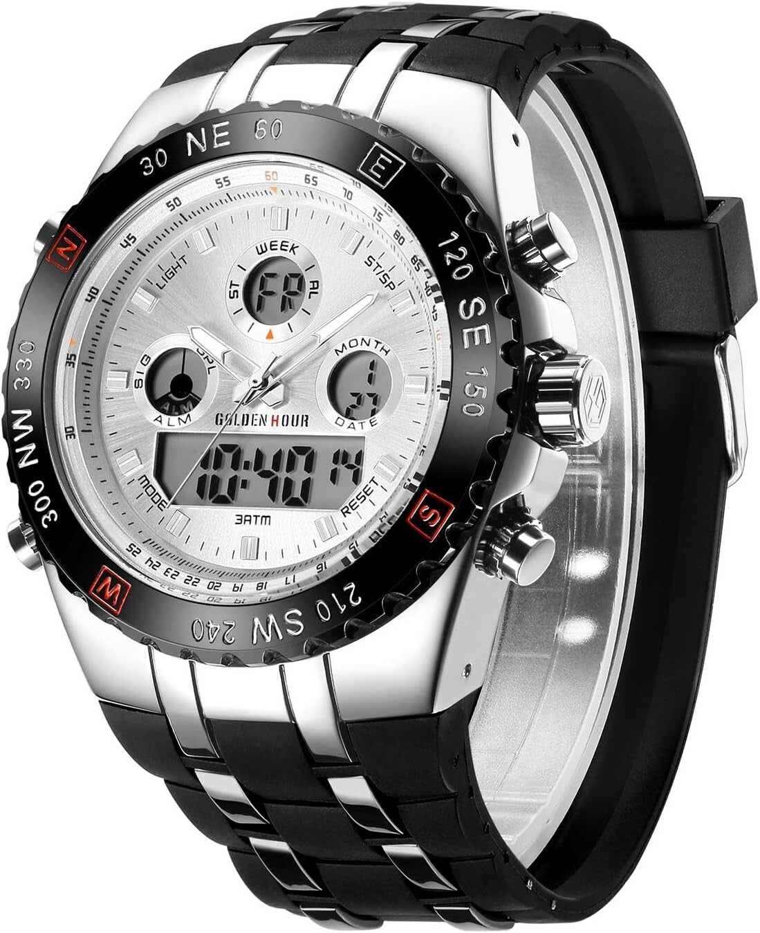 Men's Big Face Luxury Sports Watch - 3ATM Waterproof with Stopwatch & Alarm