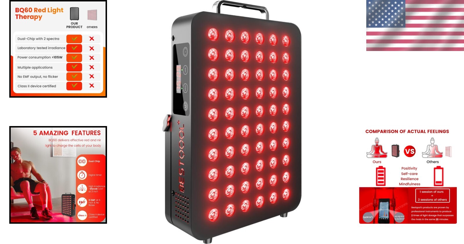 Enhanced Red Light Therapy Device - 105W LED with Cooling Fan & Eye Protection