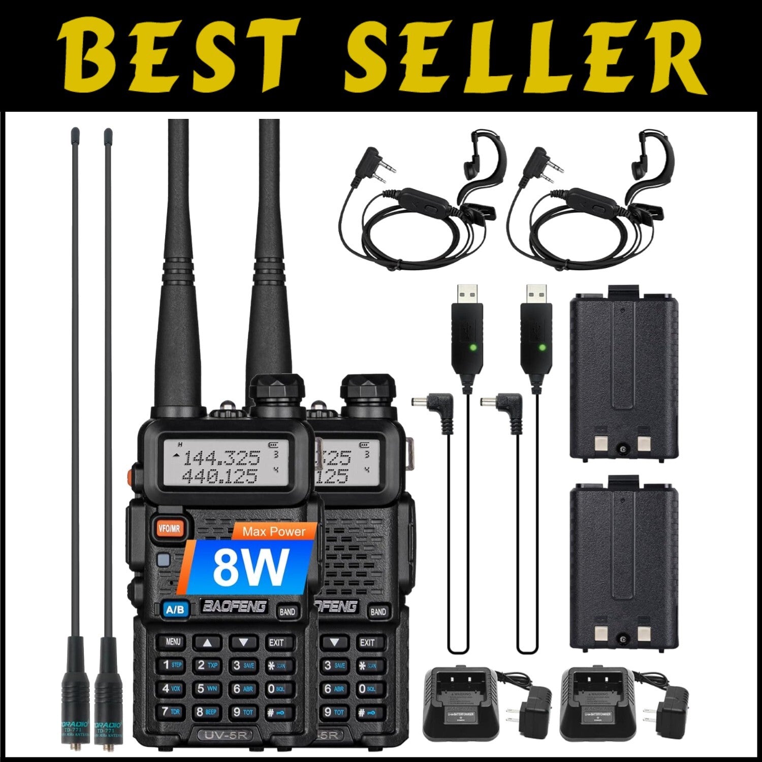 Beginner-Friendly UV-5R Ham Radio 2 Pack - USB Charging and Flashlight Included