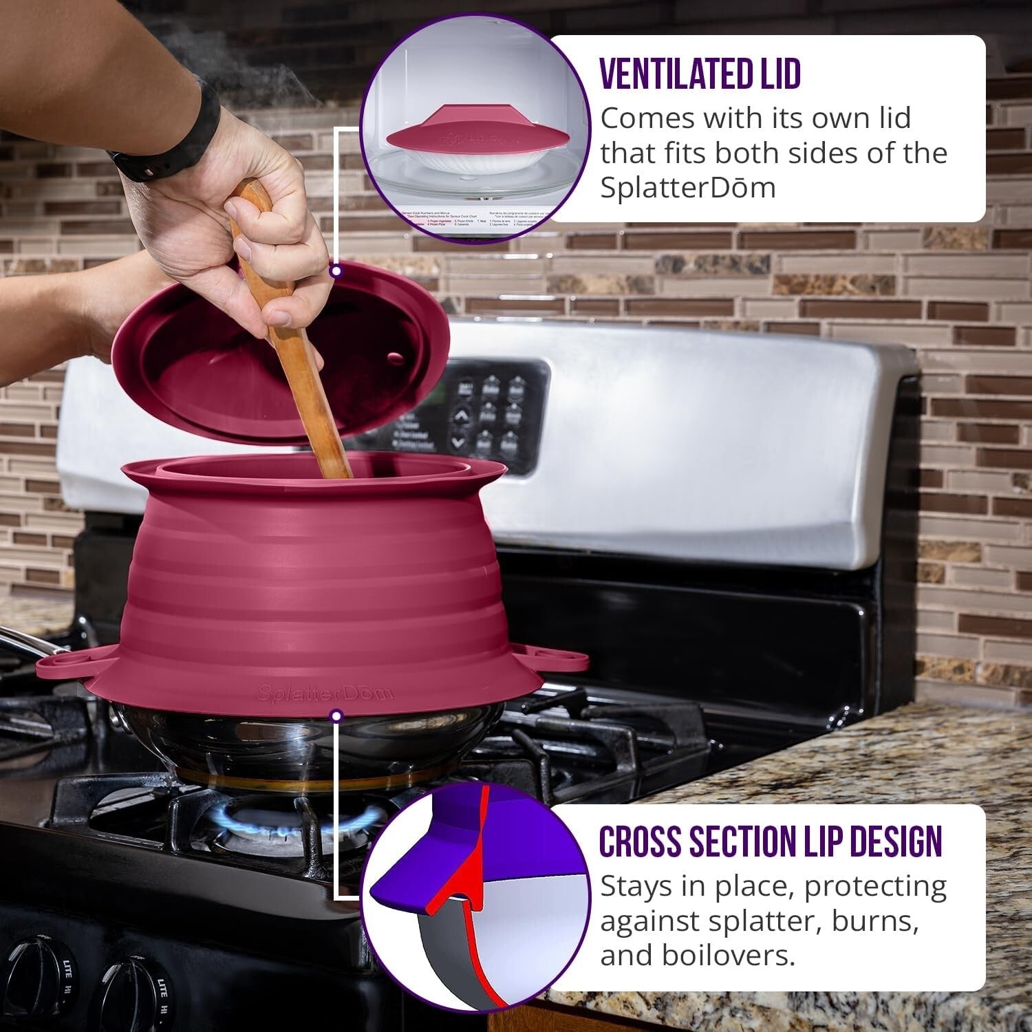Adjustable Silicone Splatter Dome for Pots – Keeps Stovetop Clean & Grease-Free