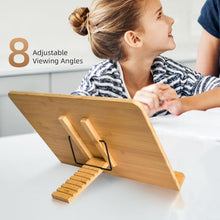 Load image into Gallery viewer, Stylish 19.68 x 14 Bamboo Book Stand for Cookbooks, Textbooks, and Tablets