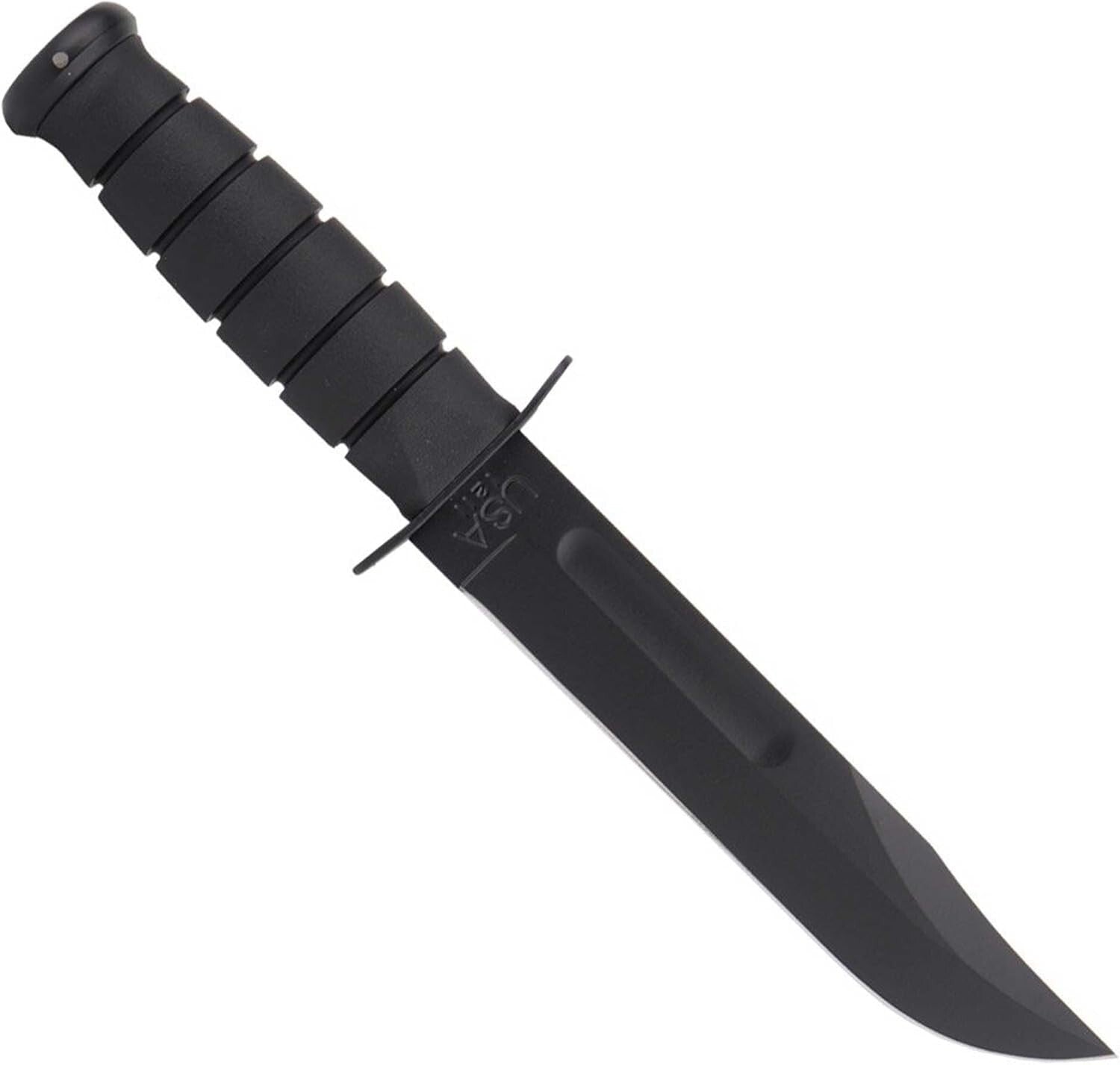 American-Style 7-Inch Black Knife with Sturdy Hard Sheath - Ideal for Hunting