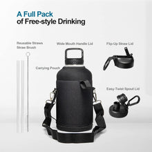 Load image into Gallery viewer, Stylish 64 oz Stainless Steel Water Flask with 3 Functional Lids - Gym Essential