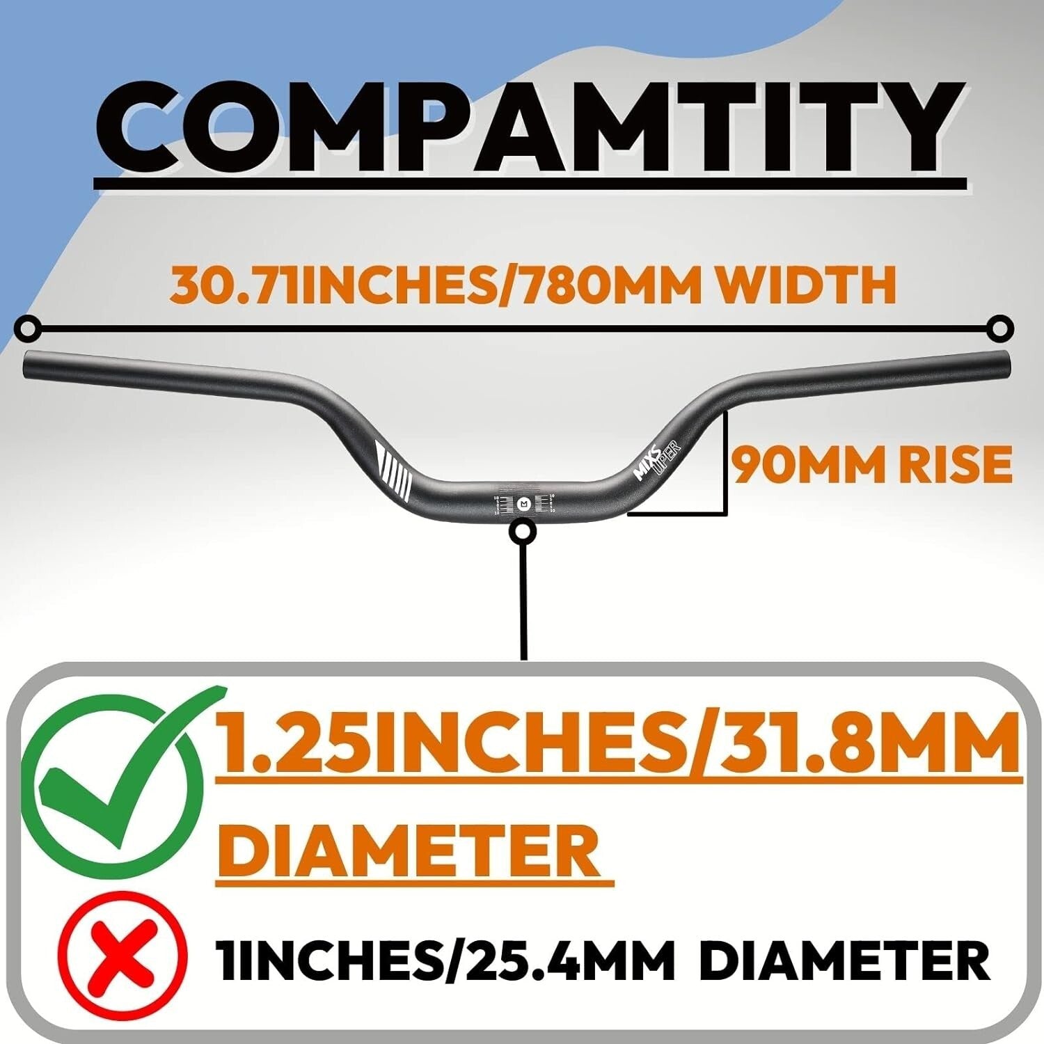 Ergonomic Aluminum Alloy High Riser Handlebar – 780mm Length, Black Finish