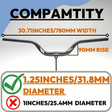 Load image into Gallery viewer, Ergonomic Aluminum Alloy High Riser Handlebar – 780mm Length, Black Finish