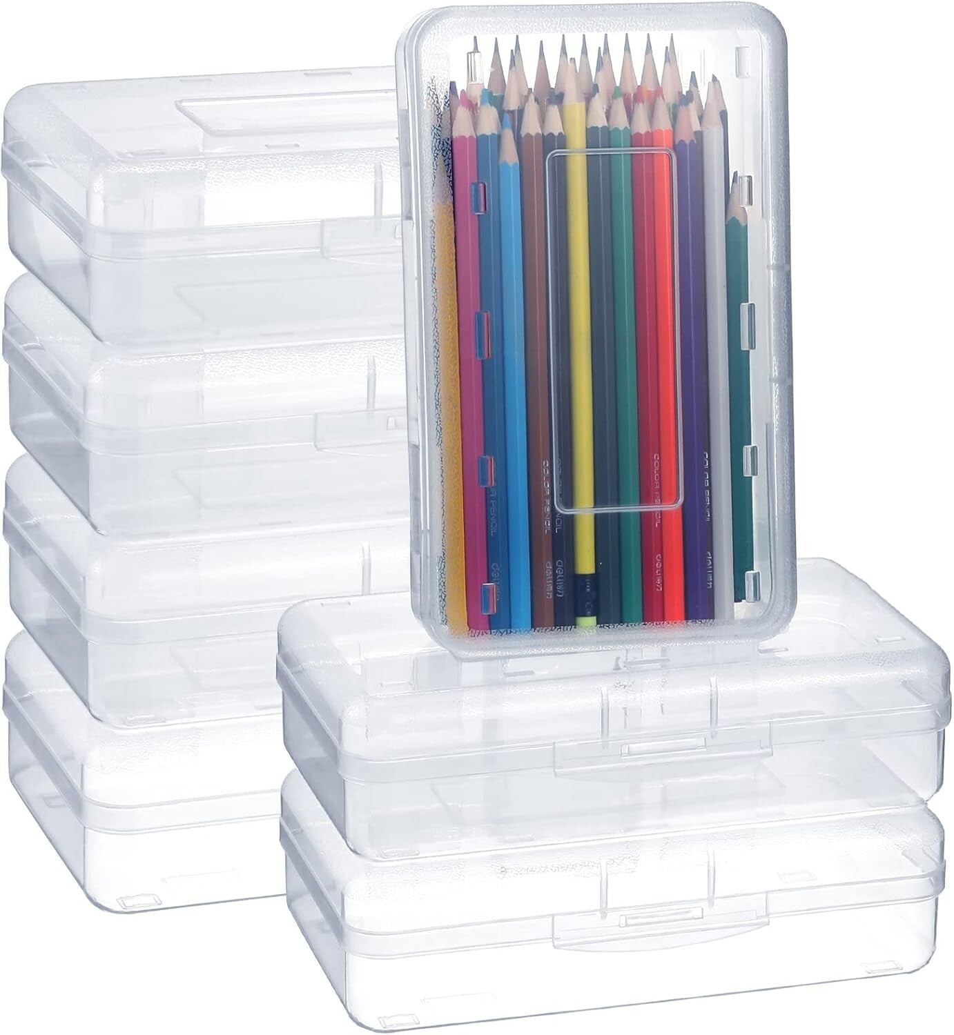 12 Pack Clear Plastic Storage Boxes with Snap Closure - Large Capacity Organizer