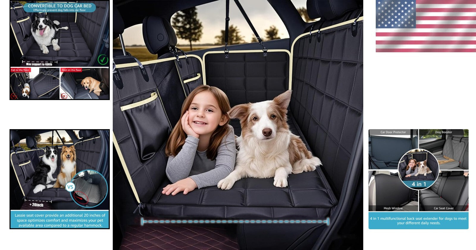 Heavy-Duty Waterproof Dog Car Hammock with Mesh Window - Fits SUVs & Trucks