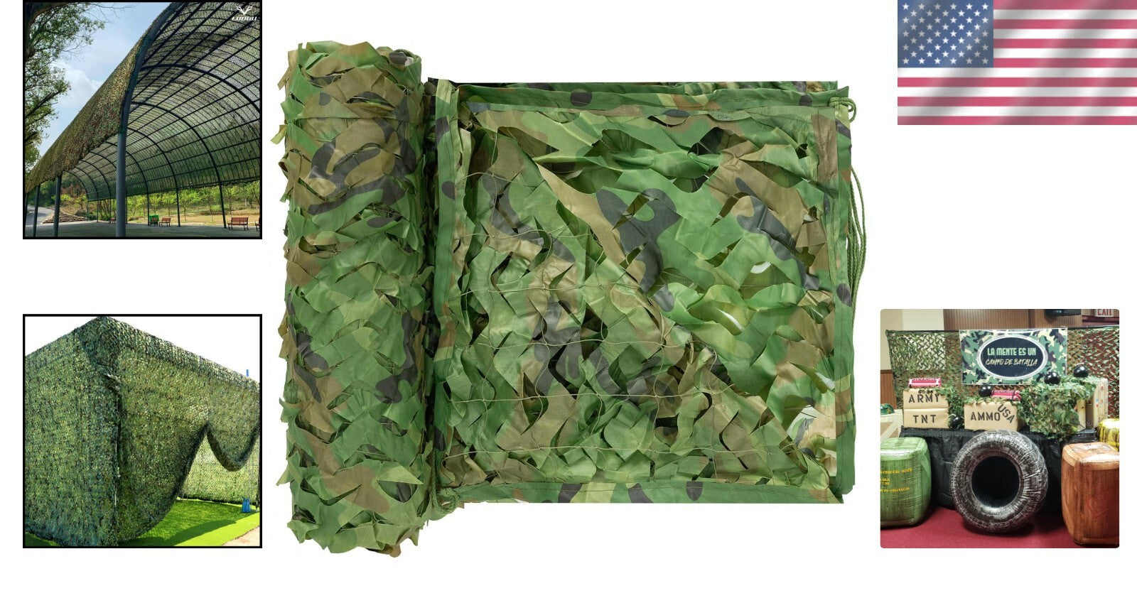 Custom Woodland Camo Netting 16.5x20ft - Lightweight for Hunting & Camping