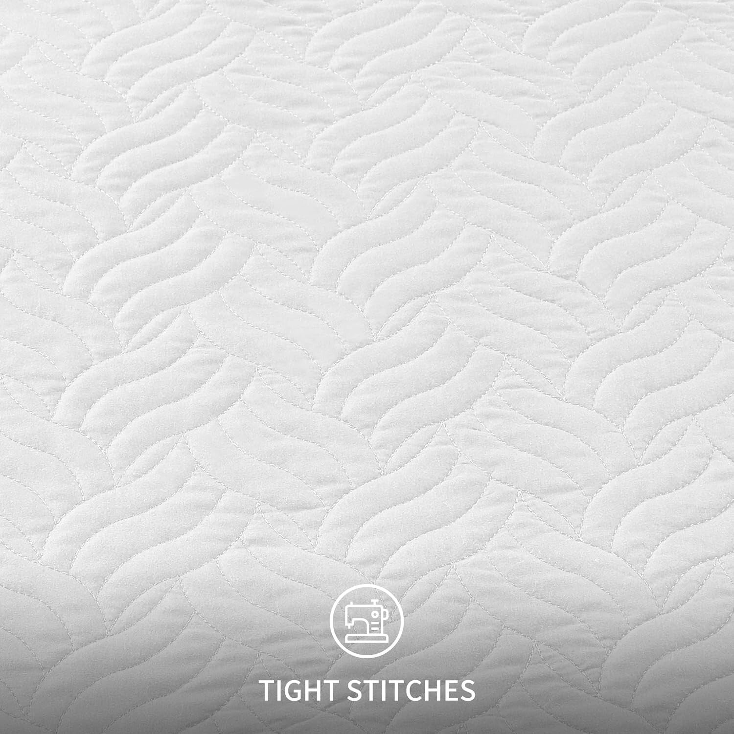 King Quilt Set – 3 Pieces of Soft White Microfiber, Wave Design Elegance