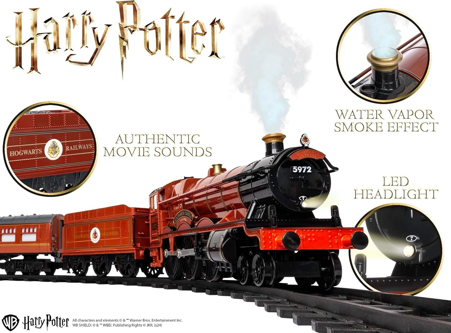 Hogwarts Express Battery-Powered Train Set with Sound, Smoke & Light Effects