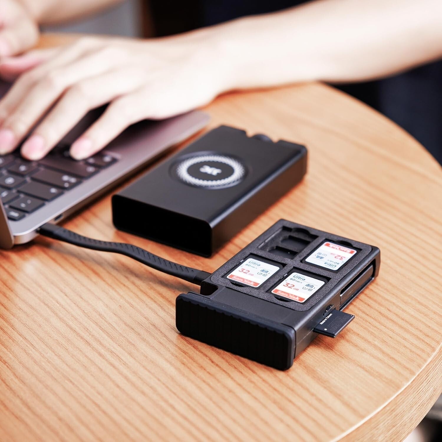 All-in-One SD/TF Card Reader with USB C Cable & Multi Adapter for Travel - Gray