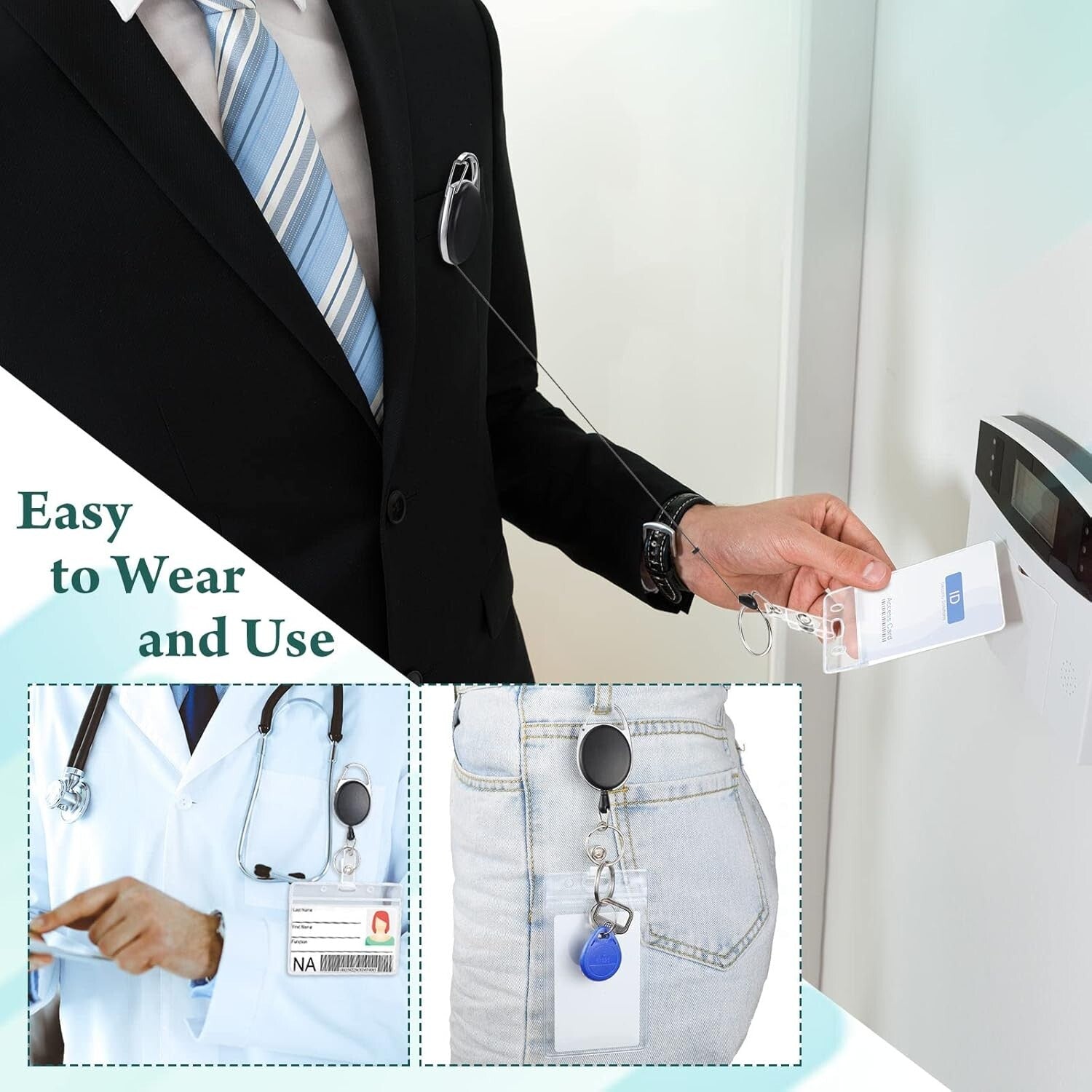 Versatile 80 Pack Retractable ID Badge Reels - Perfect for Office & Healthcare