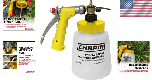 Professional 32 Ounce Hose-End Sprayer with 16 Mixing Ratios – Ideal for Gardens