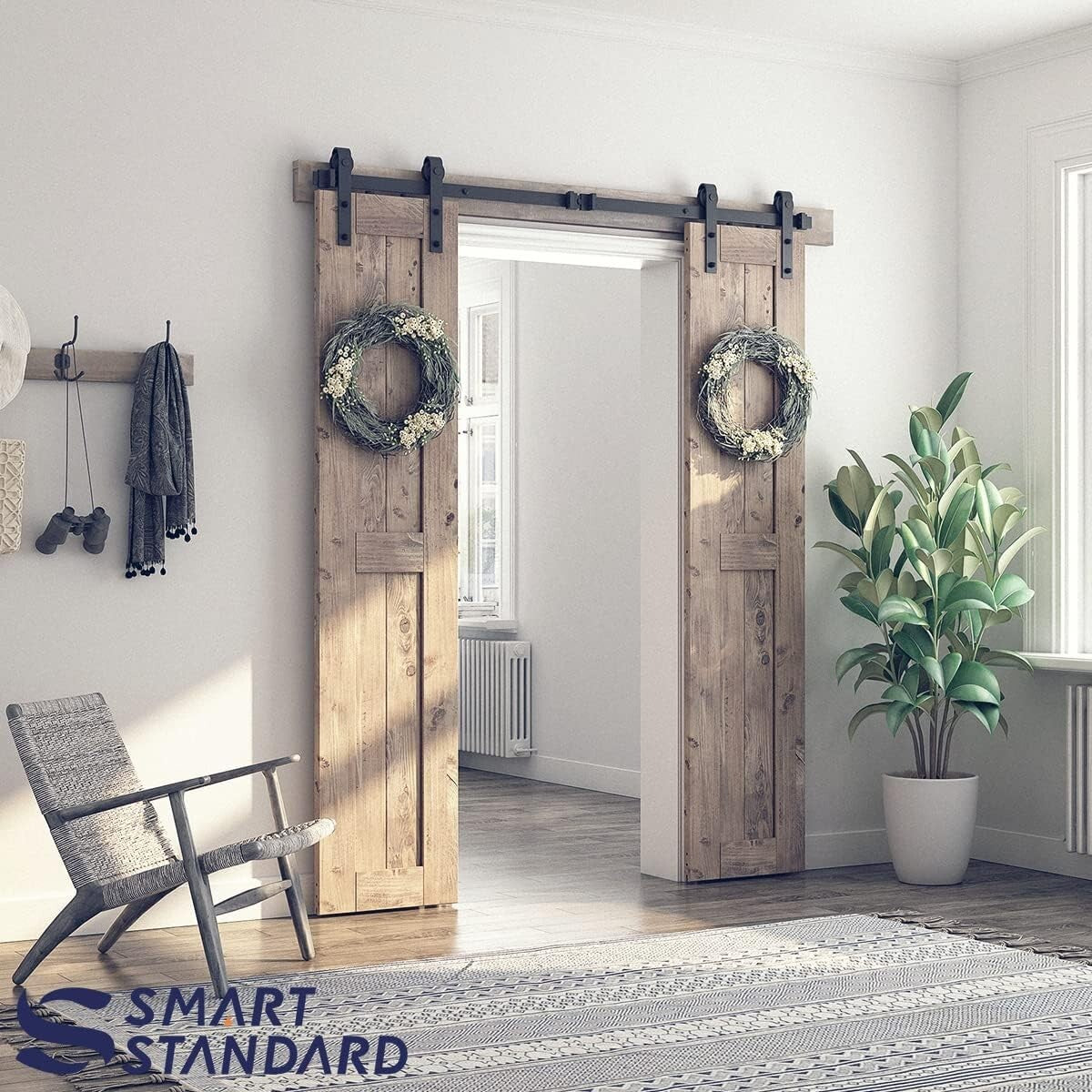 Durable 6FT Sliding Door Track with J Shape Hangers - Easy Installation