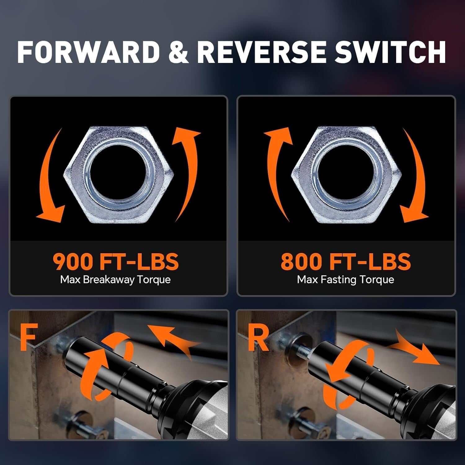 Powerful Cordless Impact Wrench 800 Ft-lbs/1100Nm - Compact Suitcase Included