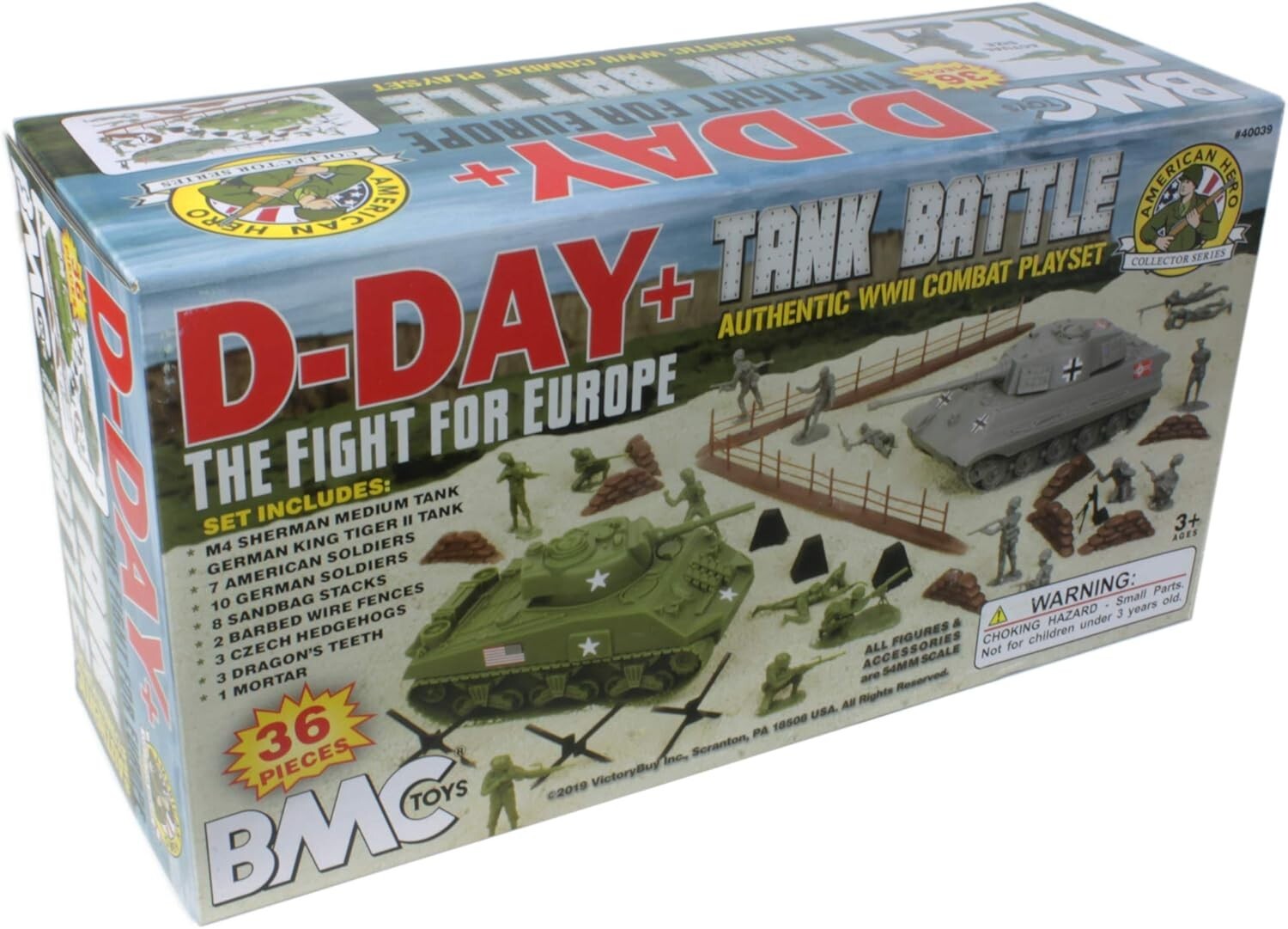 BMC WW2 D-Day Tank Battle Playset: 36pc Army Men & Tanks for Epic Adventures