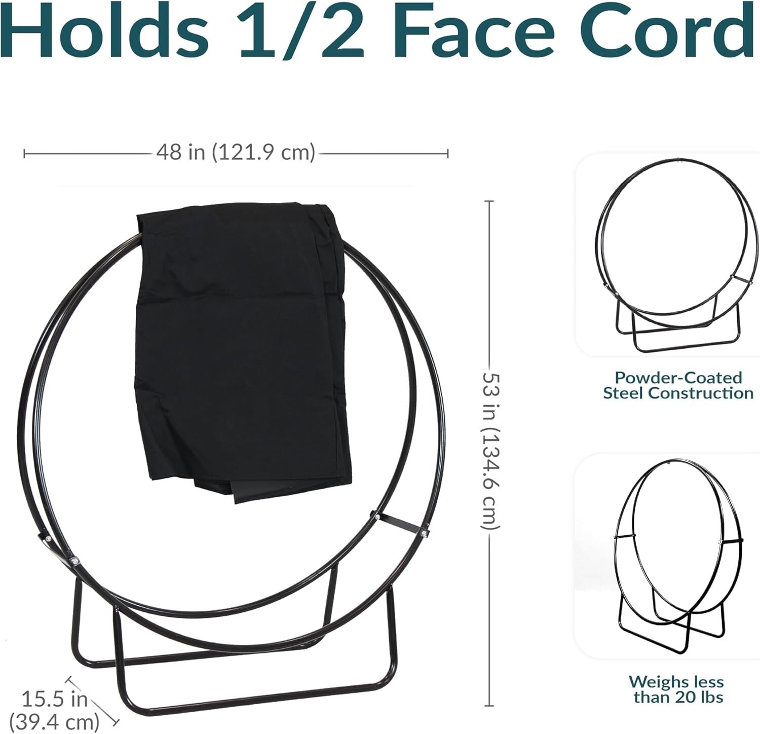 Elegant 48-Inch Firewood Rack with Weather-Resistant Cover for Indoor/Outdoor