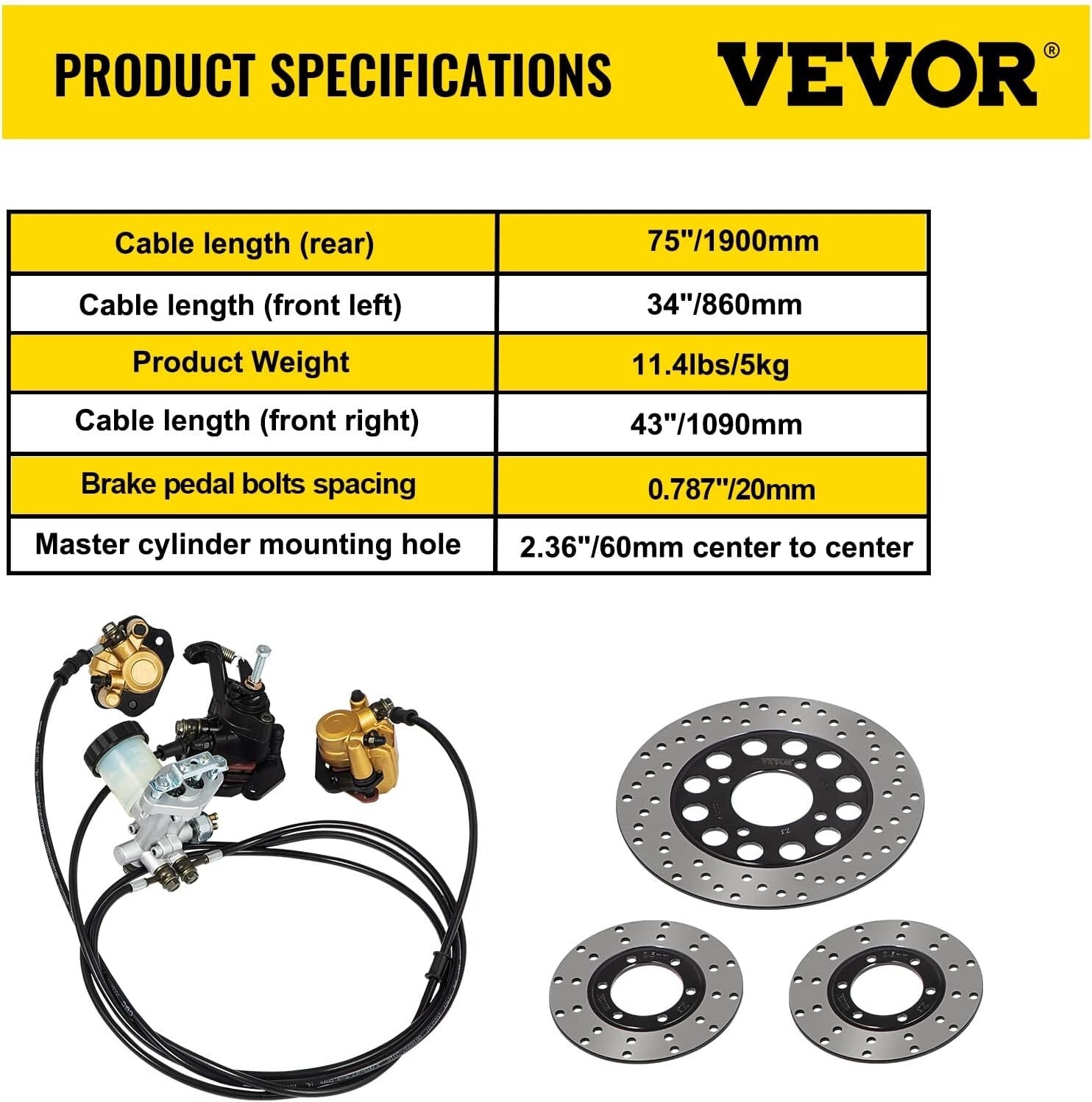 Easy Install Go Kart Hydraulic Brake Kit - Reliable Performance for 150cc Models