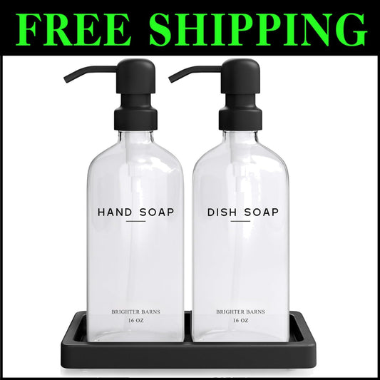 Refillable Soap Dispenser Set with Sleek Stainless Steel Pumps & Gift Packaging