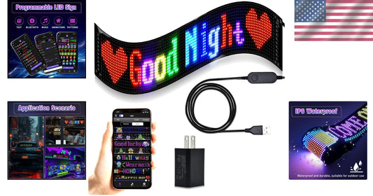 Flexible Outdoor LED Sign with Custom Animation and DIY Features - USB Powered