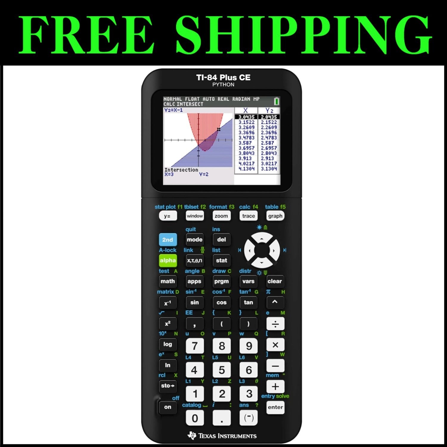 Durable TI-84 Plus CE Black Graphing Calculator - Preloaded Apps & Python Ready