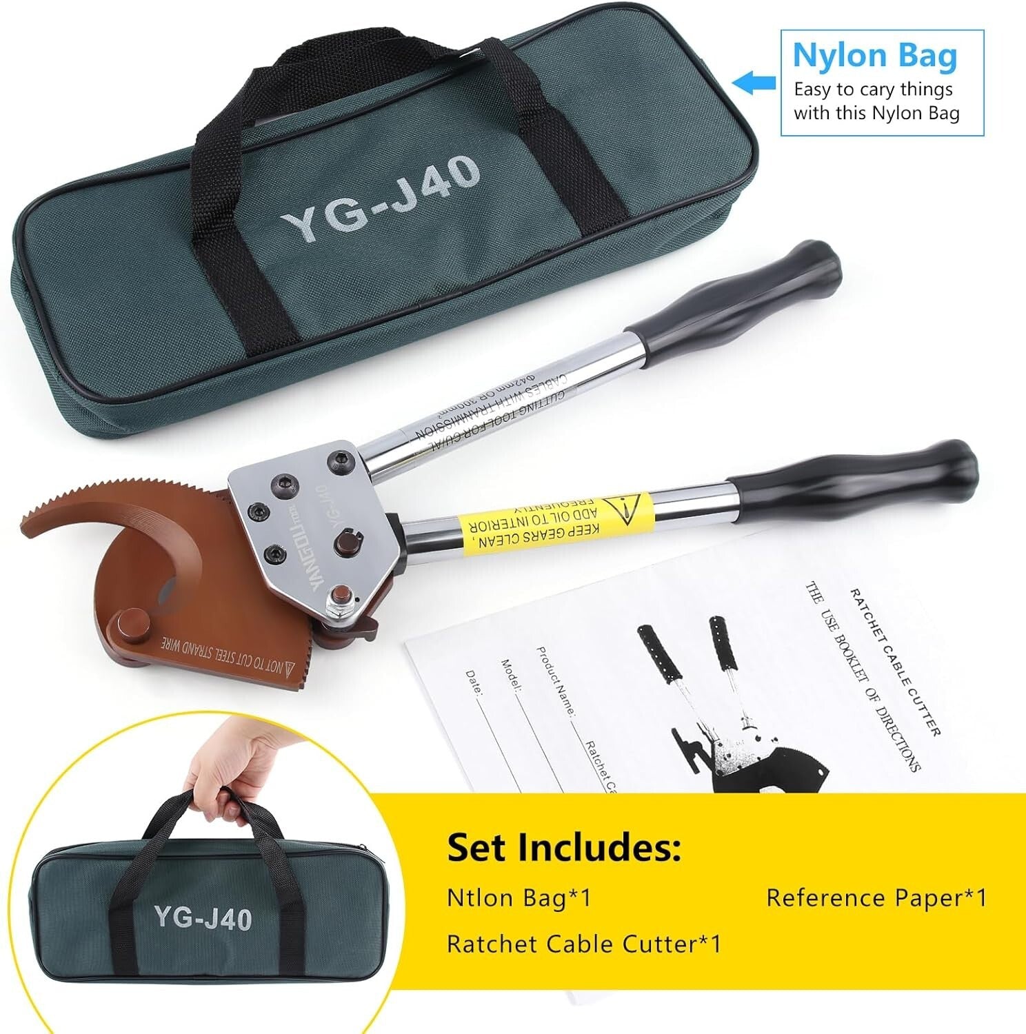 Professional Electrical Wire Cutter with Ratcheting Mechanism - 300 mm² Cutting