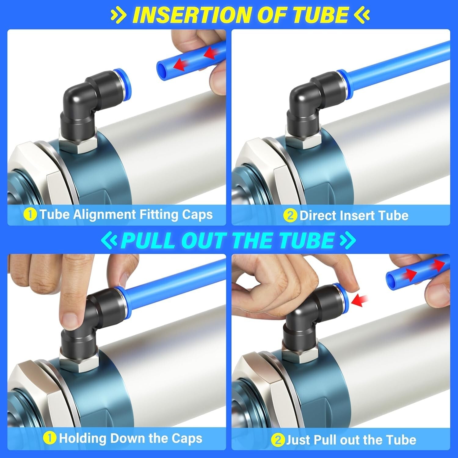 Blue 1/2 Inch OD PU Air Tubing Kit - 32M (100ft) for Pneumatic Applications