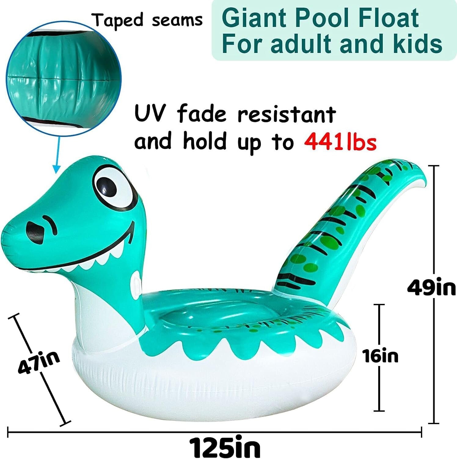 Durable Inflatable Dinosaur Pool Float for Kids and Adults – 441 lbs Capacity!