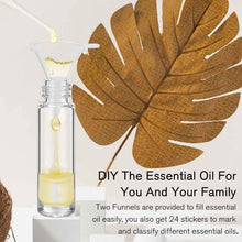 Load image into Gallery viewer, 60 Pack Essential Oil Roller Bottles - 10ml Glass with Labels &amp; Accessories