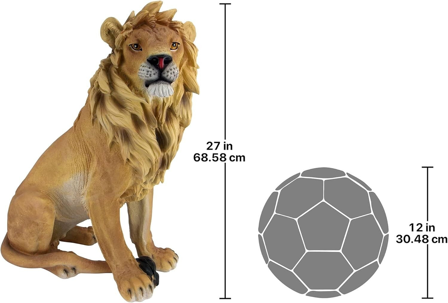 Exquisite 27-Inch King of Beasts Lion Statue for Outdoor Garden Decor