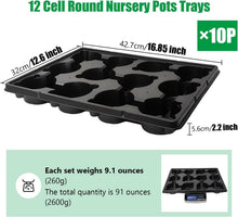 Load image into Gallery viewer, 10-Pack 4-Inch Nursery Pot Trays - Durable Black Seedling Carriers with Drainage
