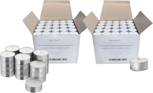 Romantic Dinner & Spa - 500 Pack White Tea Light Candles - 4.5 Hour Burn