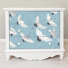 Load image into Gallery viewer, Elegant Halcyon Blue Peel &amp; Stick Wallpaper with Crane Design - 20.5'' x 216''