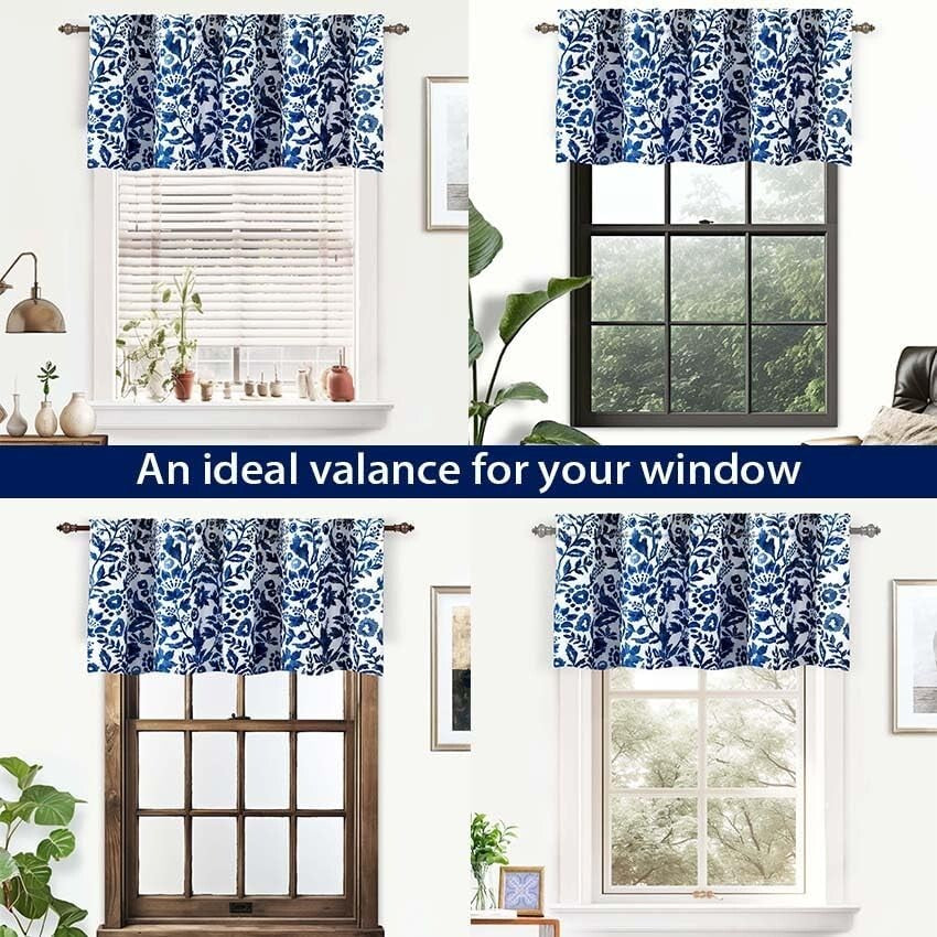 Elegant Floral Thermal Insulated Curtain Valance 52''W x 18''L +2'' Header