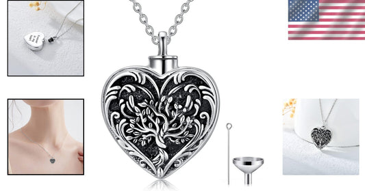 Adjustable Tree of Life Ashes Necklace in Sterling Silver - A Keepsake for All